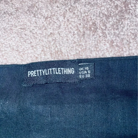 PRETTYLITTLETHING BLACK LINEN FEEL CROSS FRONT PLEATED CROP SIZE 6 - Picture 10 of 13